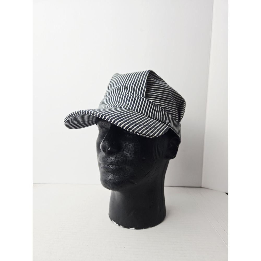 Broner Railroad Train Conductor Engineer Cap Hat Striped Adult‎ Medium NWT